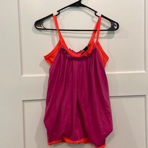 (XS) Marc by Marc Jacobs : purple orange racerback bubble hem layered tank top